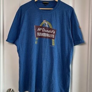 McDonald's Crew Member Blue Hamburgers Golden Arch Logo Fast Food Merch T-Shirt